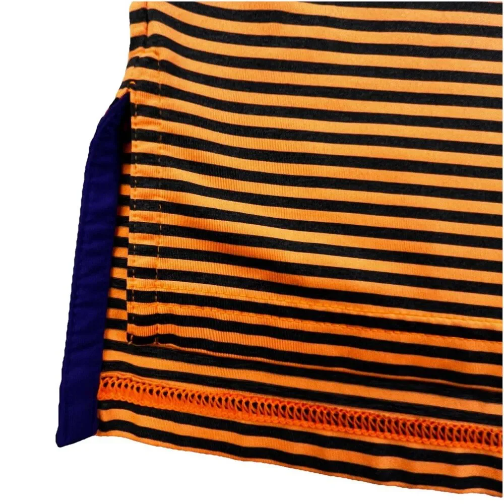Ralph Lauren RLX Polo Shirt Mens Large Orange Black Stripe Performance Golf Tour